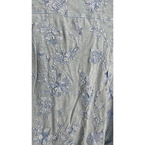 NWT Anthropologie Caite Sky Blue Cotton Embroidered Shirt - Picture 7 of 11